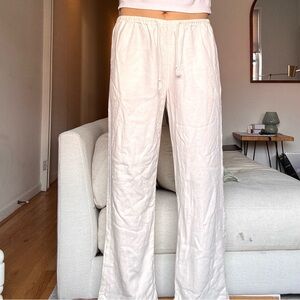 Brandy Melville white linen drawstring pants